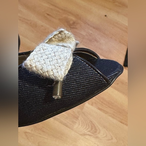 J.Crew Collection Blue Denim Peep Toe Heels Size 8.5 Bow Accent Made in Italy - Picture 10 of 10